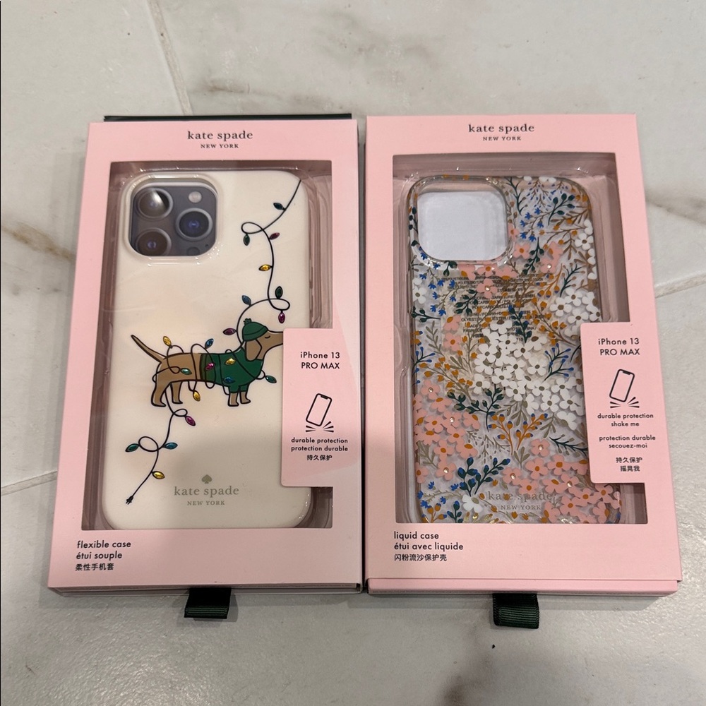 kate spade iPhone 13 Pro Max Cases - Claude the Christmas Dog and Floral Pattern